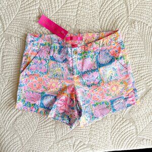 Lilly Pulitzer Floral Patch My Drift Mid Rise Callahan Shorts Womens 00 NWT
